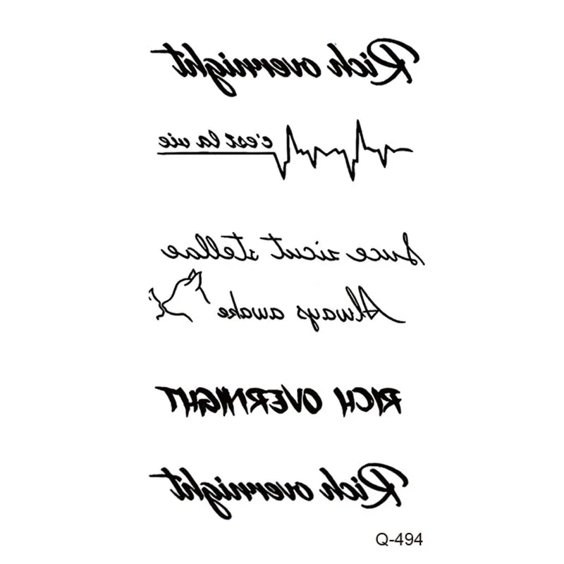 Water transfer tattoo sticker set with pattern options Q481 to Q520, 105x60mm size, decorative body art