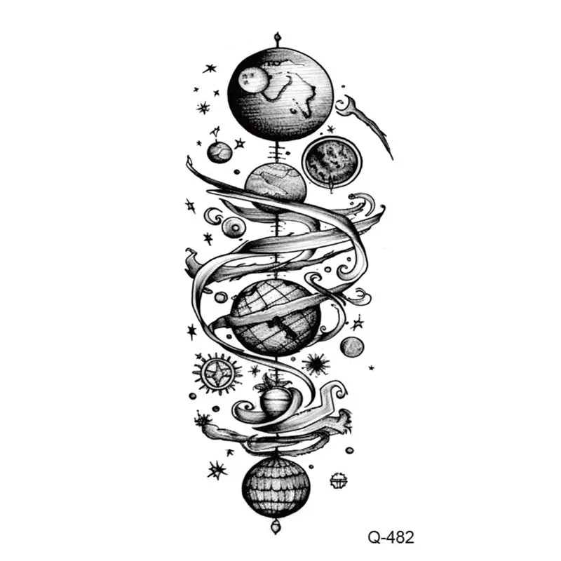 Water transfer tattoo sticker set with pattern options Q481 to Q520, 105x60mm size, decorative body art