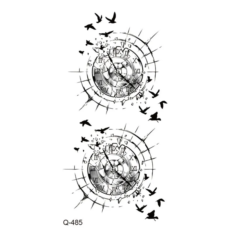 Water transfer tattoo sticker set with pattern options Q481 to Q520, 105x60mm size, decorative body art