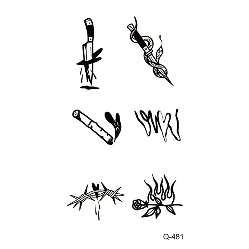 Water transfer tattoo sticker set with pattern options Q481 to Q520, 105x60mm size, decorative body art