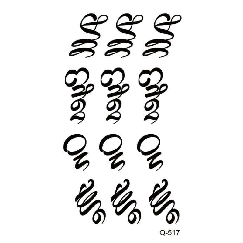 Water transfer tattoo sticker set with pattern options Q481 to Q520, 105x60mm size, decorative body art