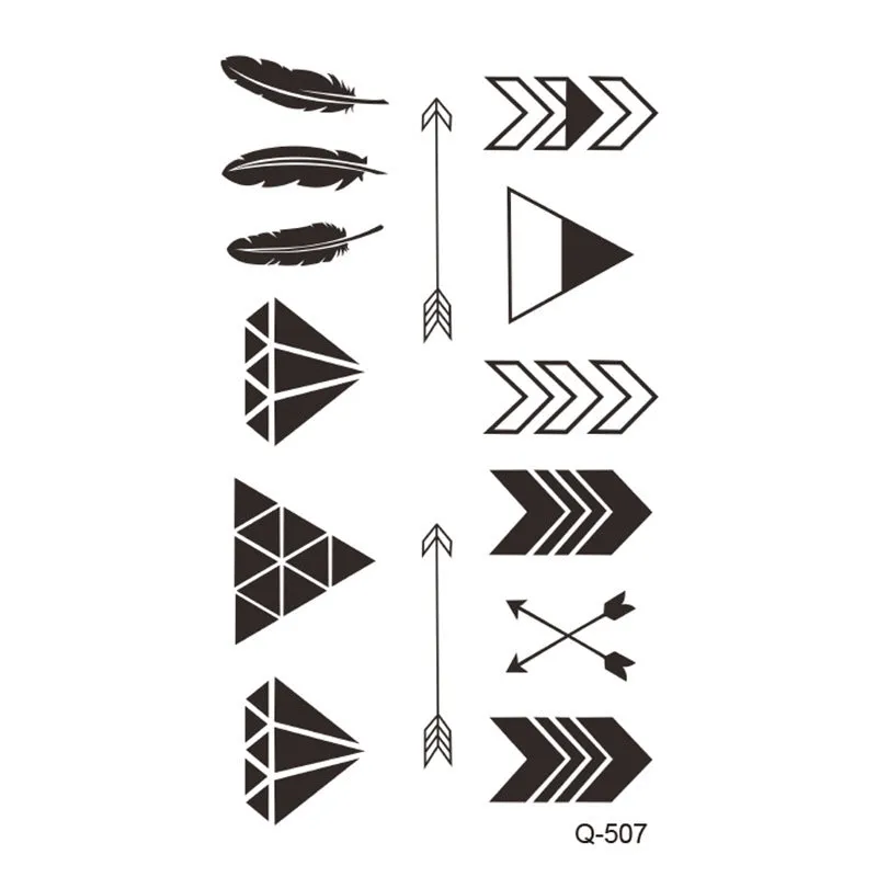 Water transfer tattoo sticker set with pattern options Q481 to Q520, 105x60mm size, decorative body art