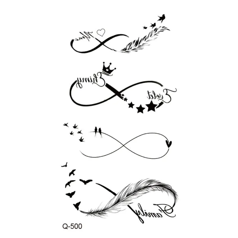 Water transfer tattoo sticker set with pattern options Q481 to Q520, 105x60mm size, decorative body art
