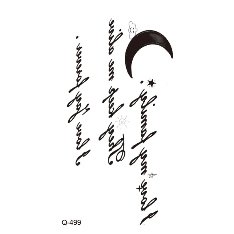 Water transfer tattoo sticker set with pattern options Q481 to Q520, 105x60mm size, decorative body art