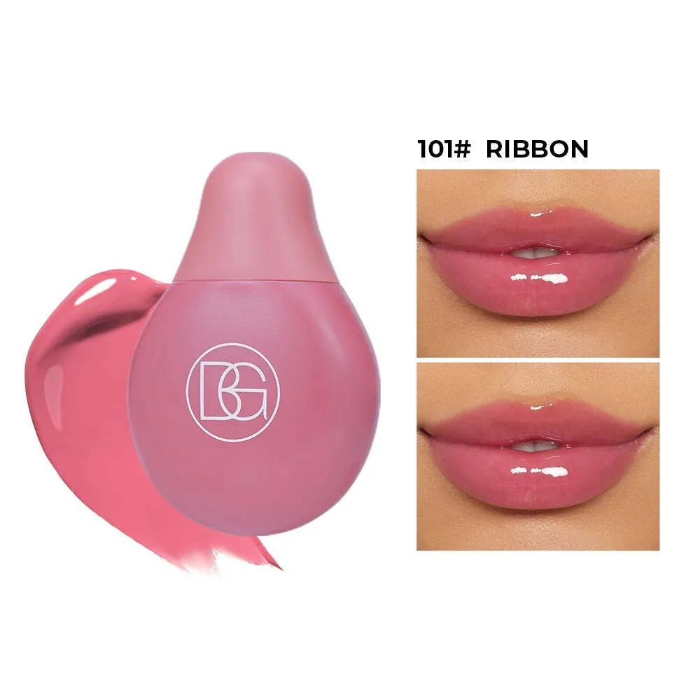 Four shades of moisturising coloured lip lacquer in a set, labelled 101 102 103 104, with glossy finish.