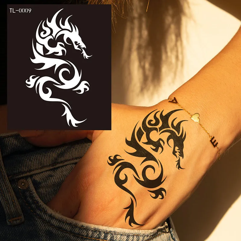 Hollow juice inkjet temporary tattoo sticker with geometric design, 85x100mm, on skin