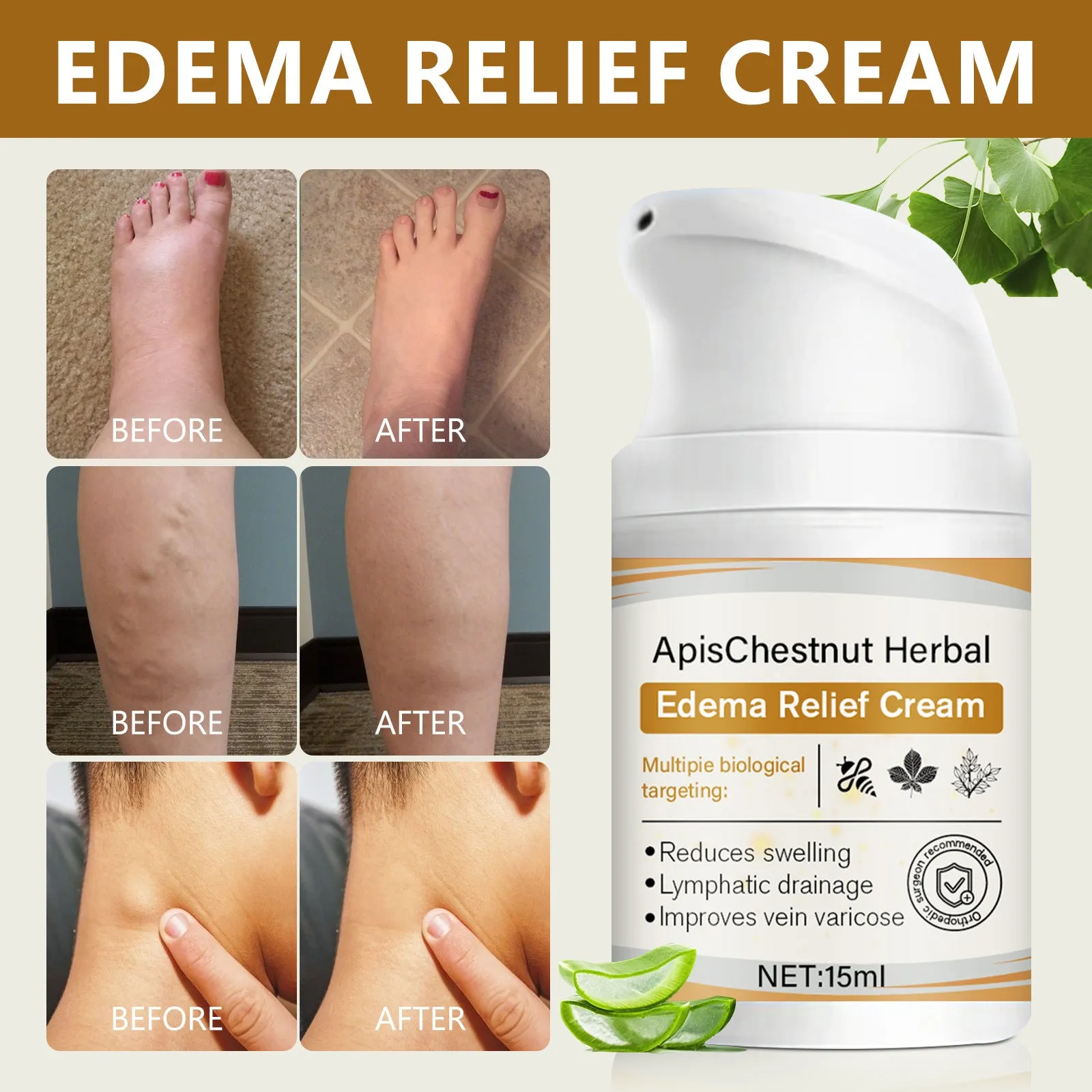 15ml herbal mild neck cream for leg discomfort relief and moisturising