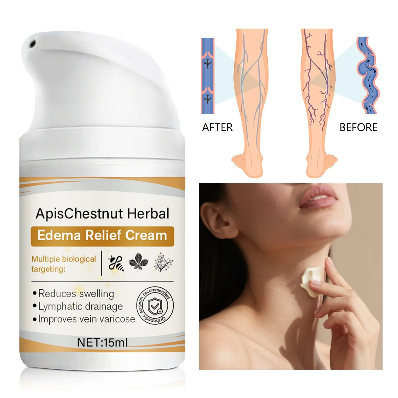 15ml herbal mild neck cream for leg discomfort relief and moisturising