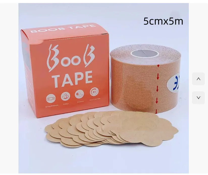 Skin colour boxed breast lifting patch set with boob tape roll silicone stickers invisible patches and drawstring bag