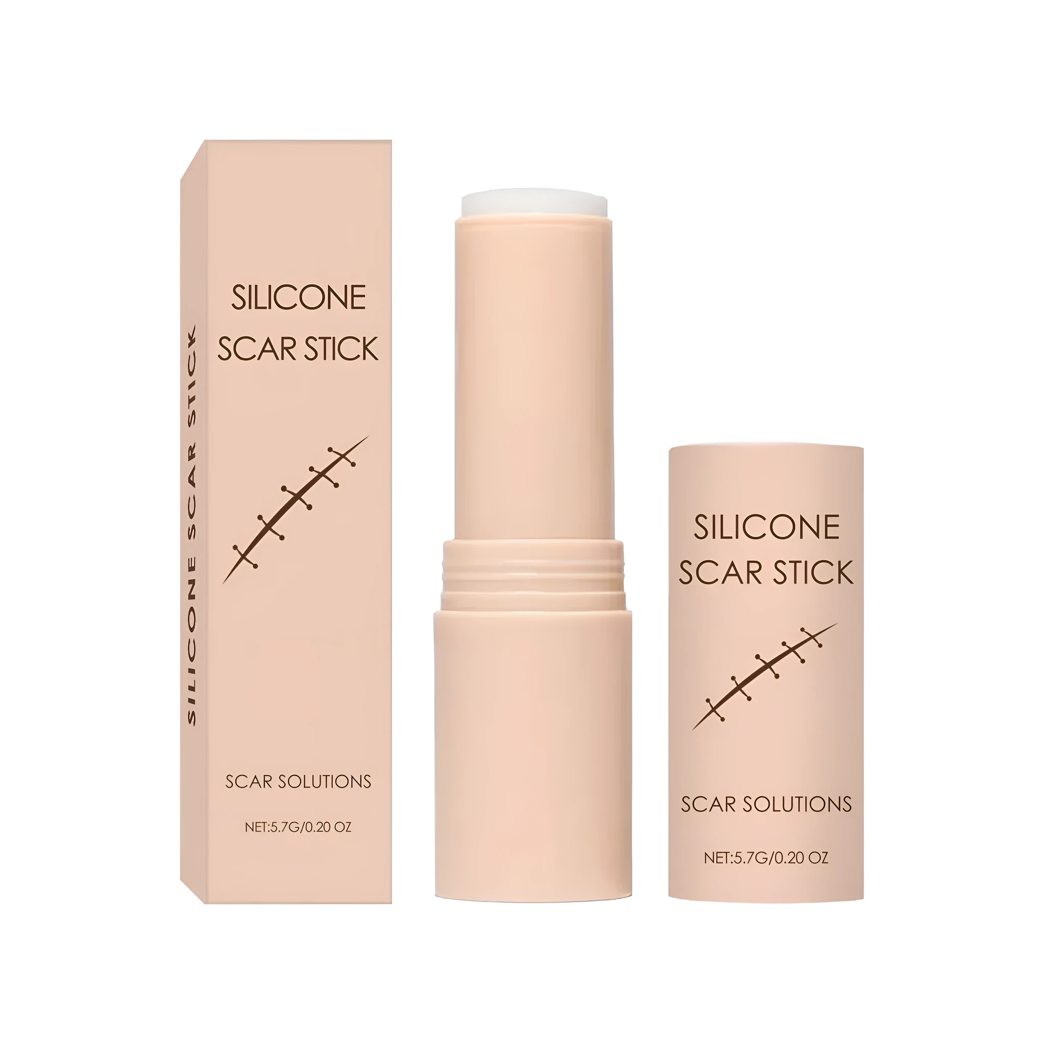 Silicone scar stick with Centella asiatica and vitamin E, solid white stick with cap, for scar moisturisation