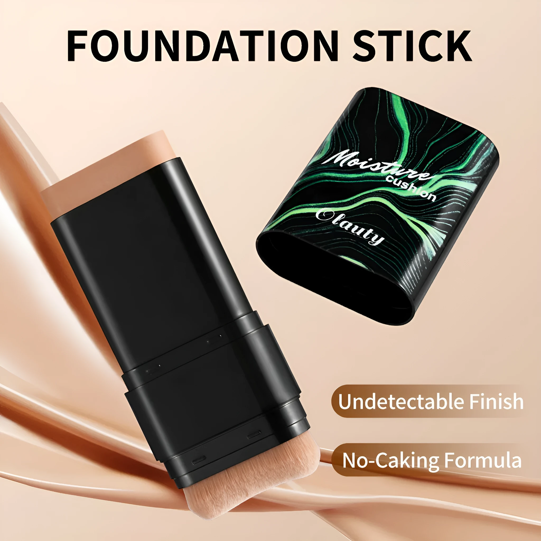 White 2-in-1 waterproof concealer foundation stick with double-ended brush in 20g size