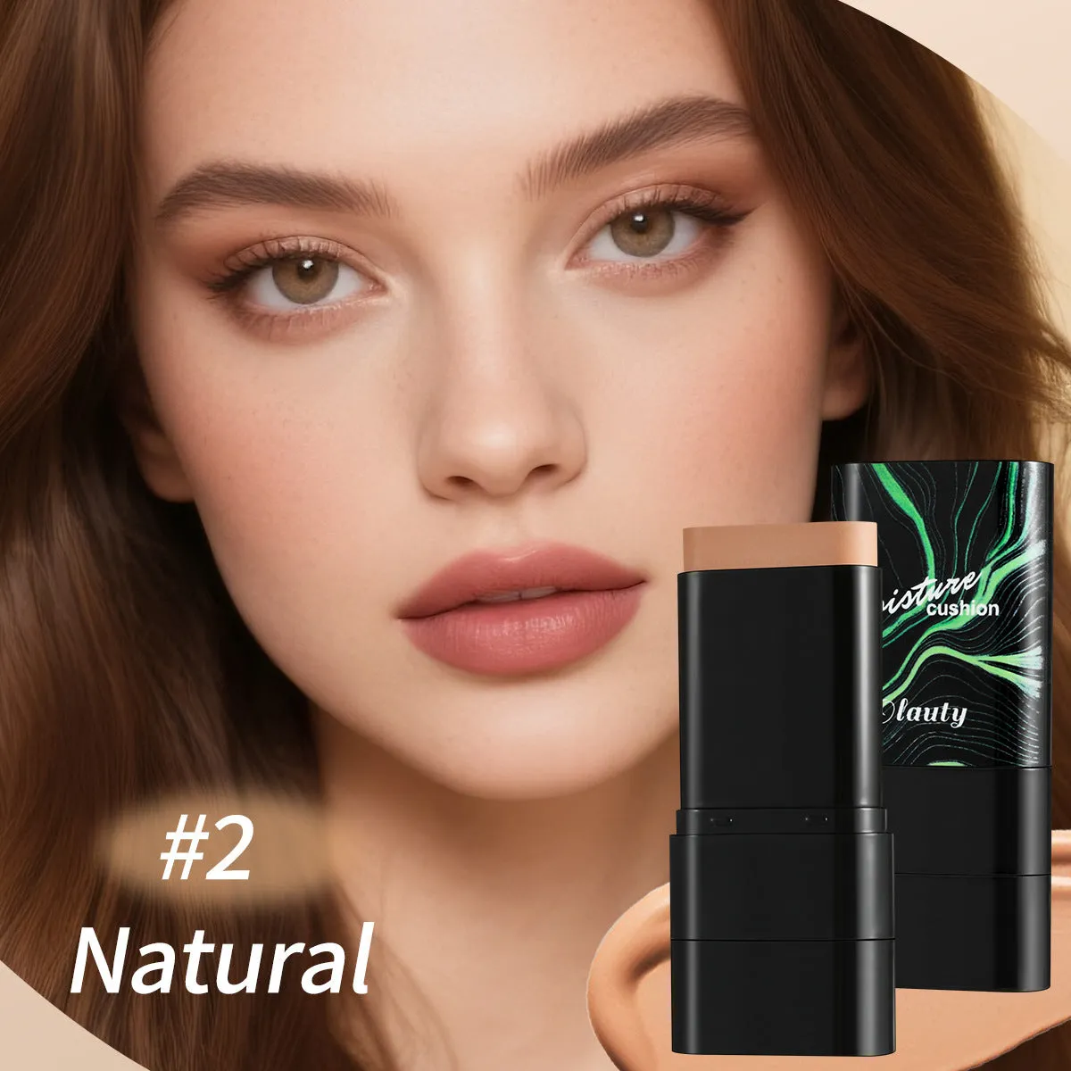 White 2-in-1 waterproof concealer foundation stick with double-ended brush in 20g size