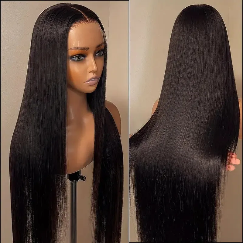 Long straight hair lace front wig side bangs piano colour high temperature fibre full-head
