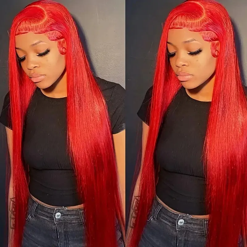 Long straight hair lace front wig side bangs piano colour high temperature fibre full-head