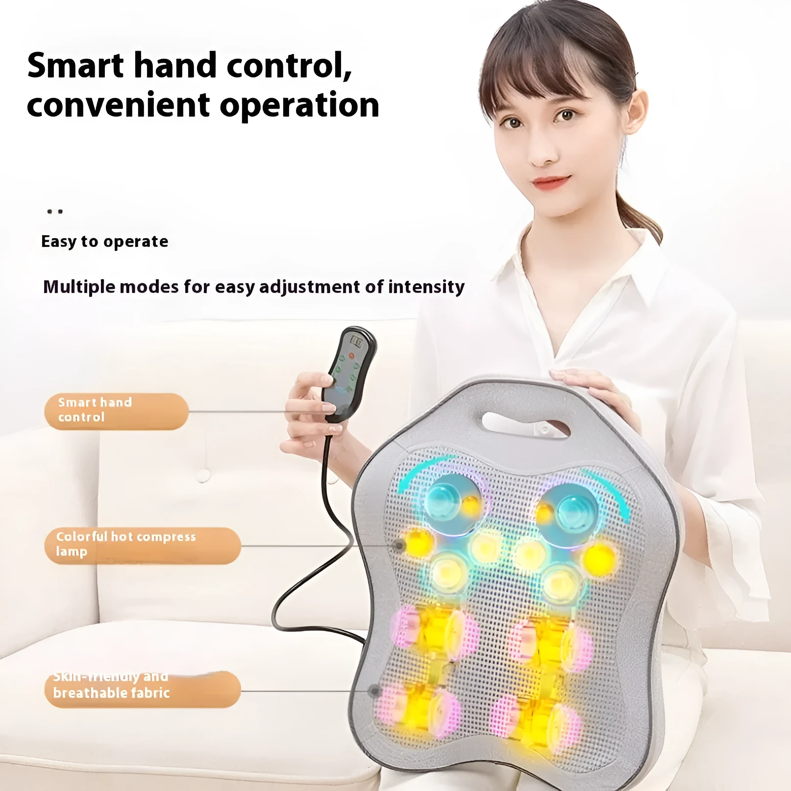 YJ-M8 plug-in type rechargeable automatic massage instrument with PU leather cover for waist and cervical spine