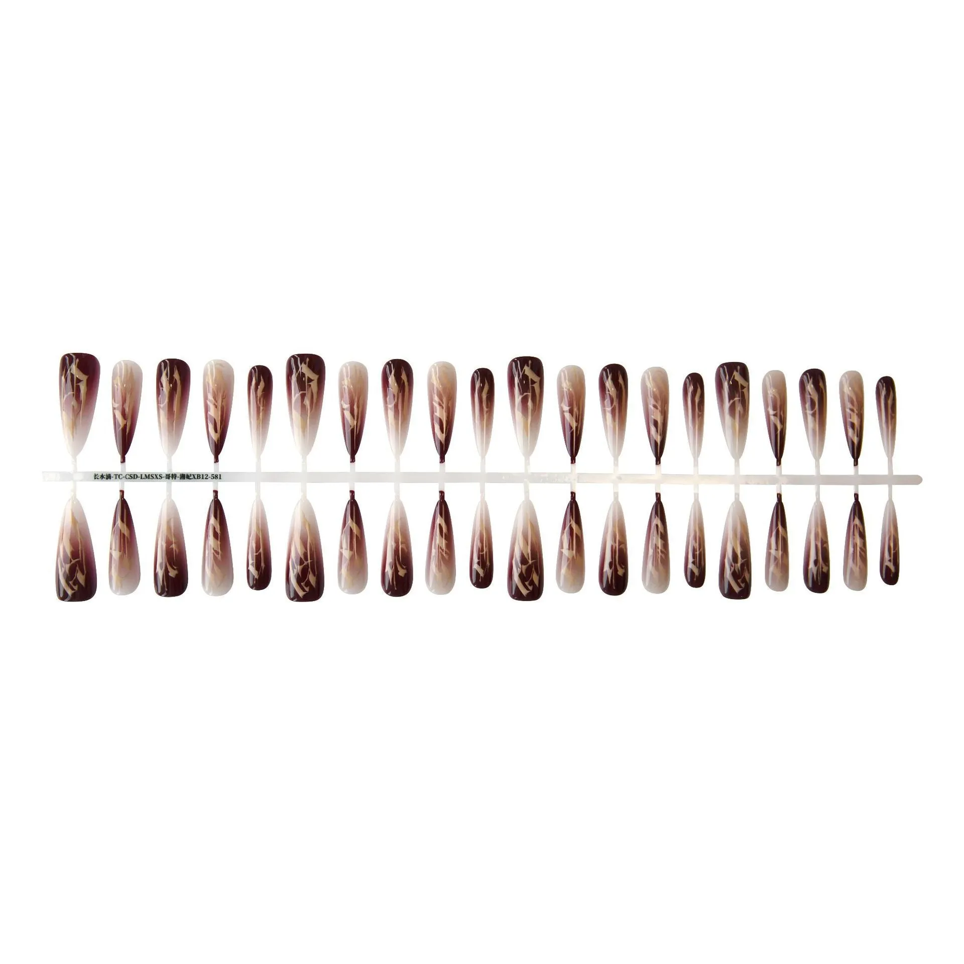 Retro Gothic long water drop frosted nail stickers set 40 pieces in Gothic-Xiangfei colour on an antique style background