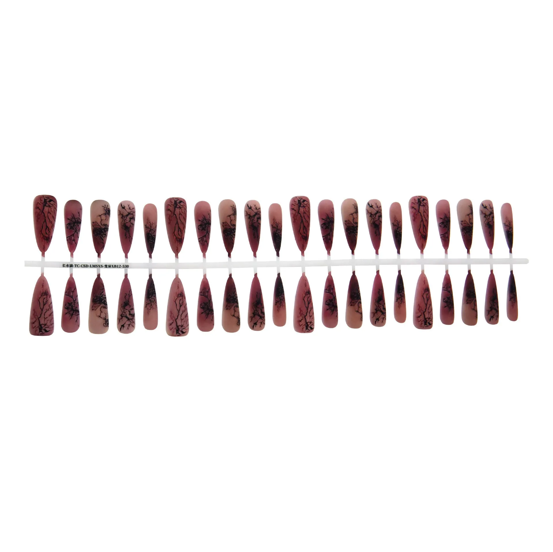 European American Y2G antique gothic fake nail tips in frosted seal finish with long water drop design, 40 pieces