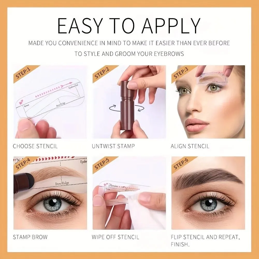 Professional eyebrow stamp kit with waterproof brown cream in compact 2g packaging for brow shaping