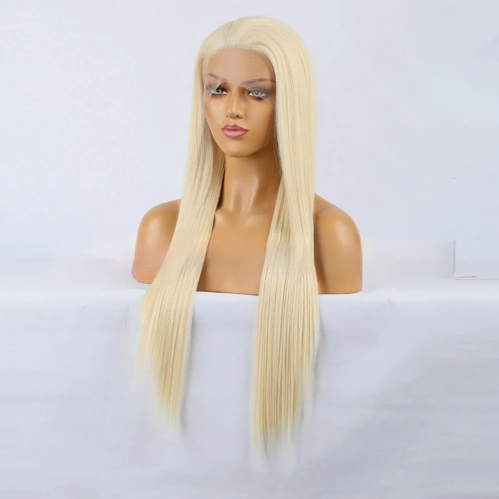 Natural high temperature fiber front lace wig in long length for any face type and skin colour