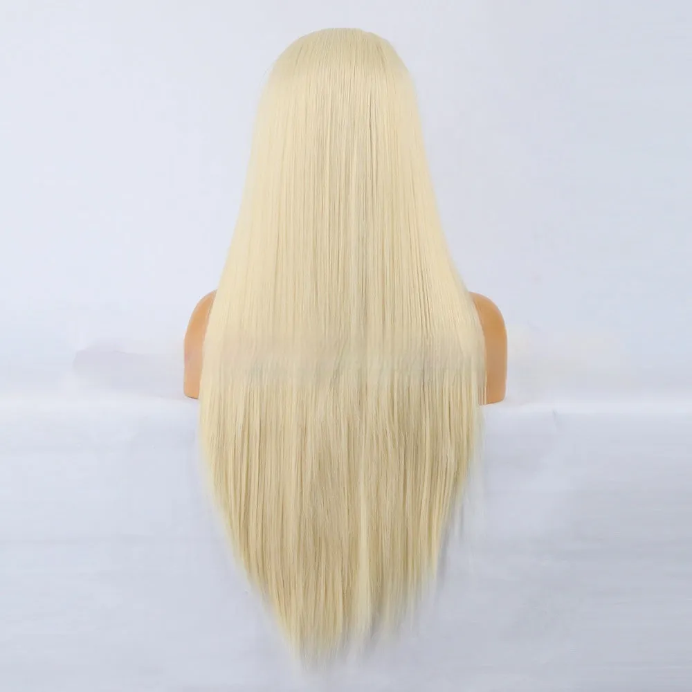 Natural high temperature fiber front lace wig in long length for any face type and skin colour