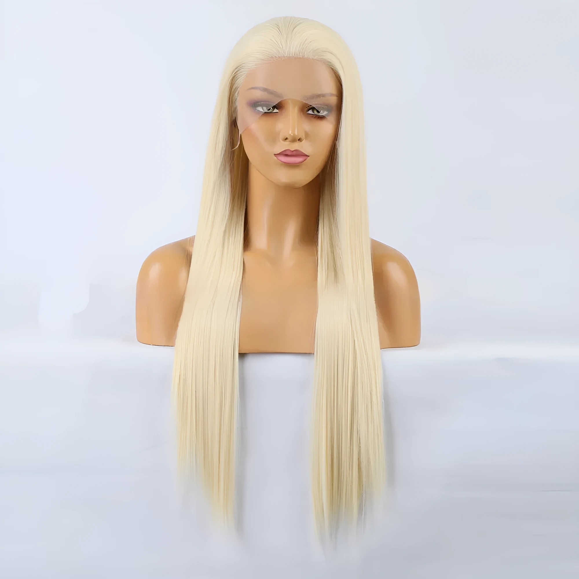 Natural high temperature fiber front lace wig in long length for any face type and skin colour