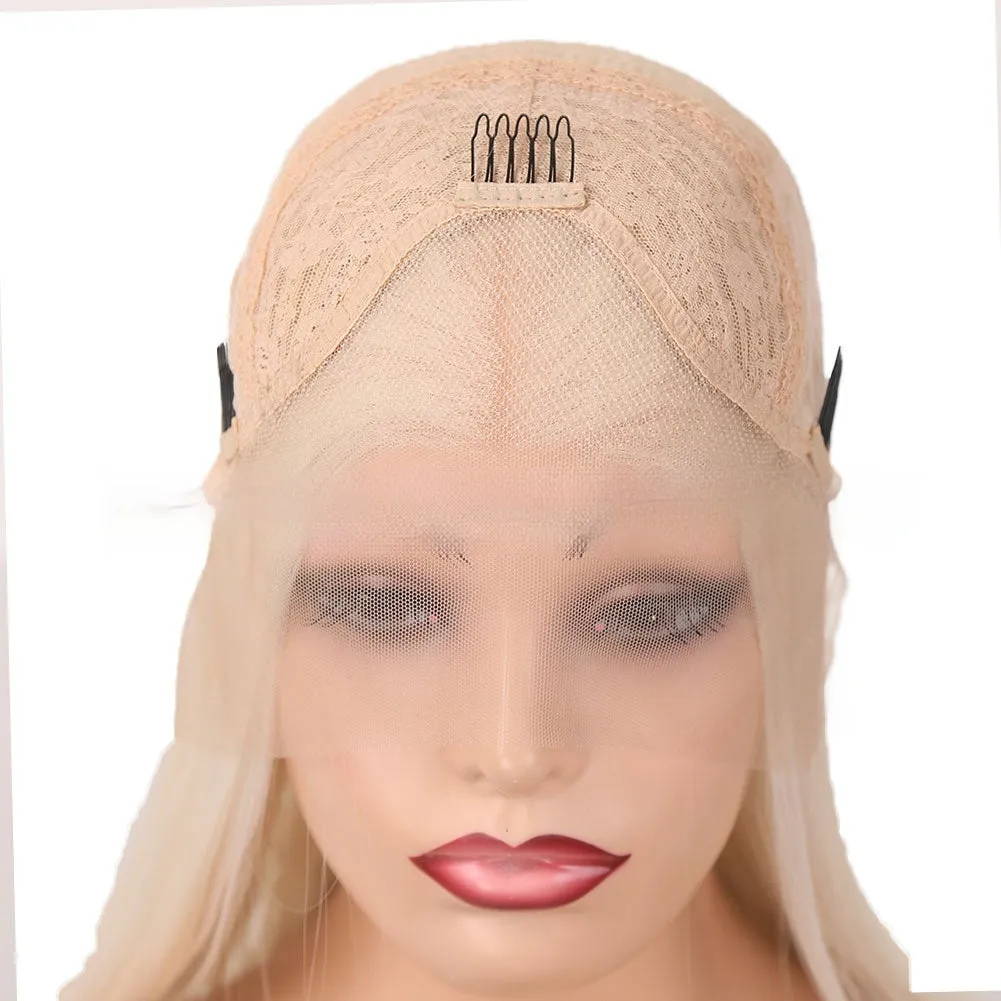 Natural high temperature fiber front lace wig in long length for any face type and skin colour