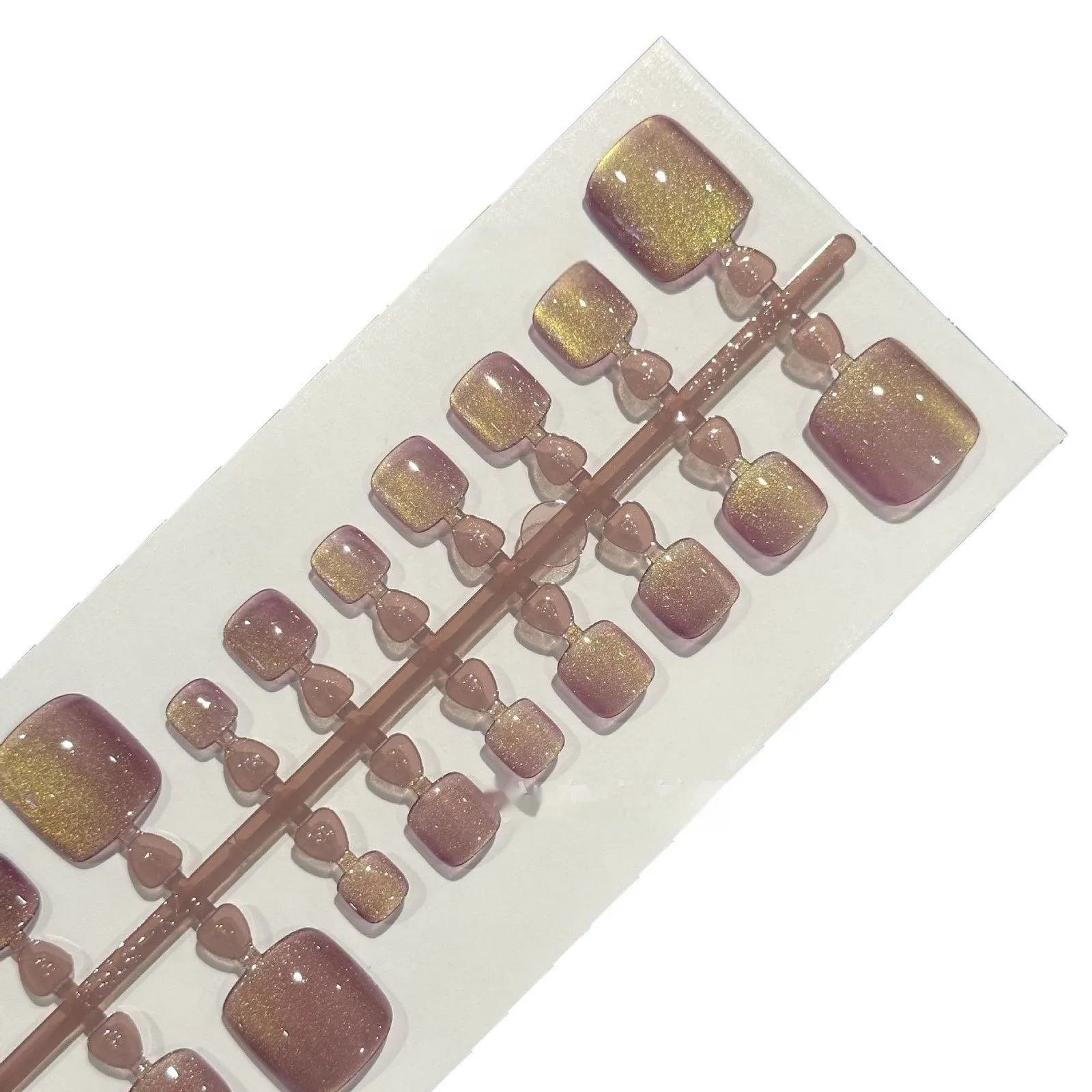 Aurora starry sky cat's eye foot nail tips in B233 colour, 42-piece ultra-thin seamless set on display