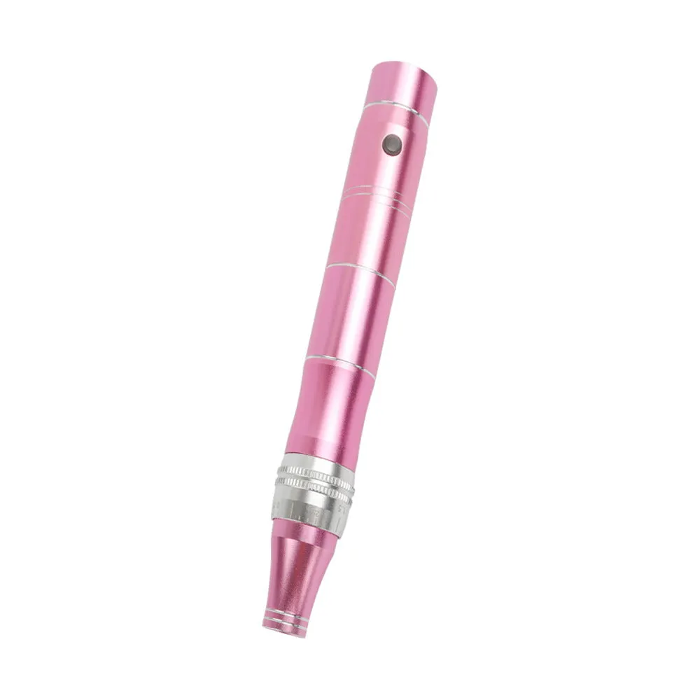 Rose Screw Electric Microneedle Beauty Repair IPL Device in rose gold finish with USB cable and multiple plugs