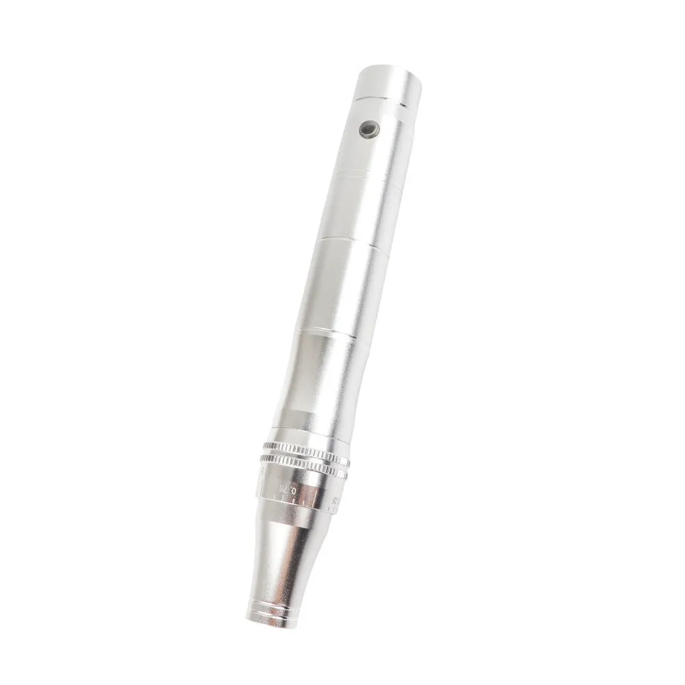 Rose Screw Electric Microneedle Beauty Repair IPL Device in rose gold finish with USB cable and multiple plugs