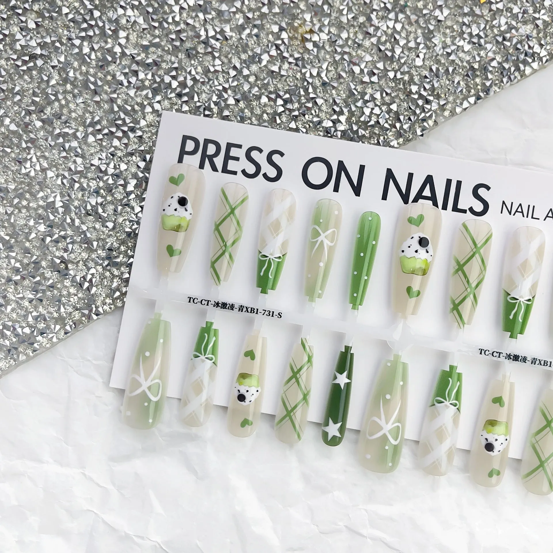 French glossy sealing layer nail sticker set 40 pieces ice cream colours retro ultra-thin seamless long ladder shape