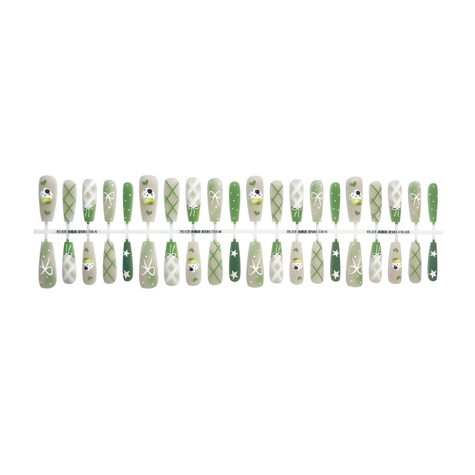 French glossy sealing layer nail sticker set 40 pieces ice cream colours retro ultra-thin seamless long ladder shape