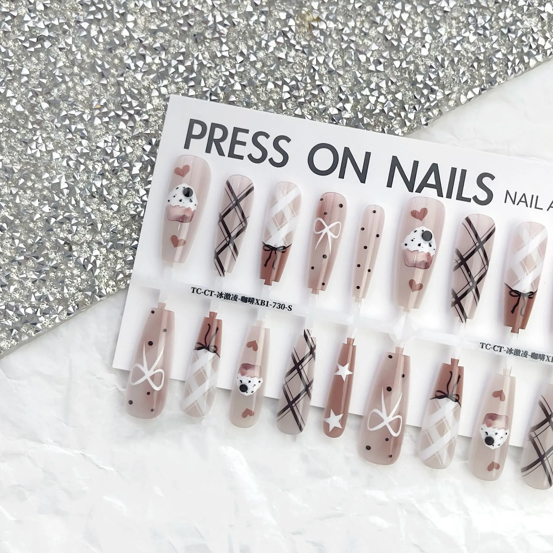 French glossy sealing layer nail sticker set 40 pieces ice cream colours retro ultra-thin seamless long ladder shape