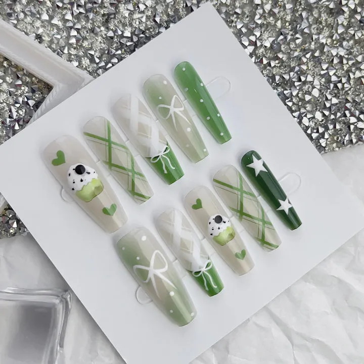 French glossy sealing layer nail sticker set 40 pieces ice cream colours retro ultra-thin seamless long ladder shape