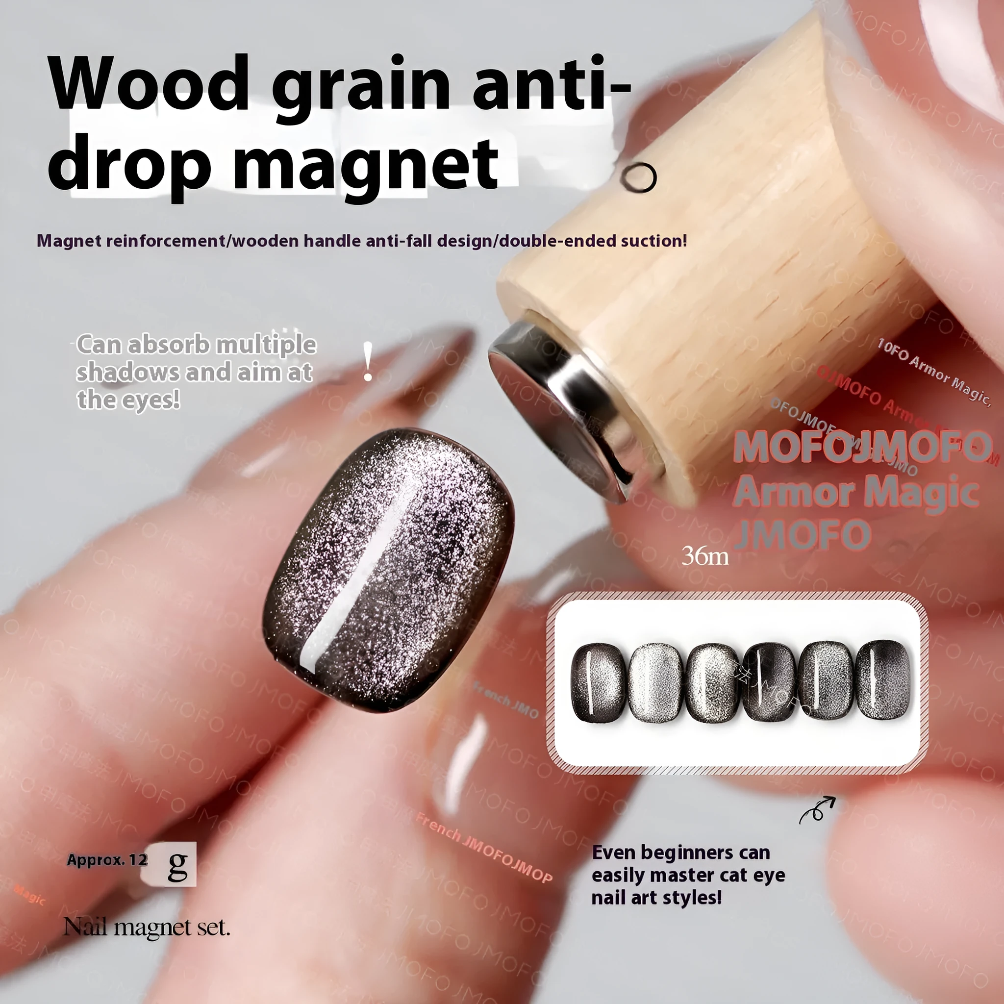Double-headed magnetic rod for cat eye gel nail polish in Suit colour, plastic handmade nail art tool
