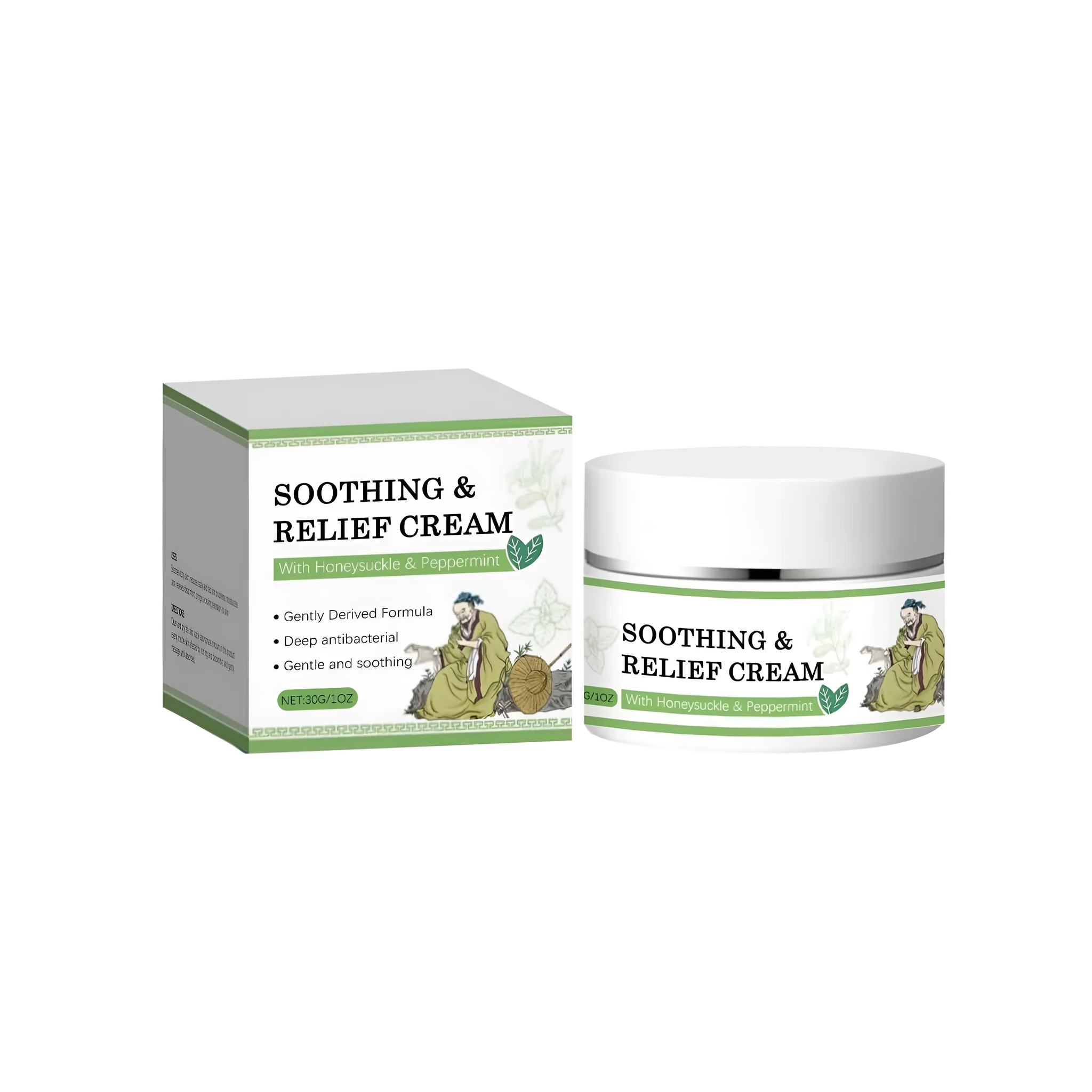 Herbal skincare soothing cream 30g tube with Flos Lonicerae, Folium Menthae and Cortex Phellodendri ingredients