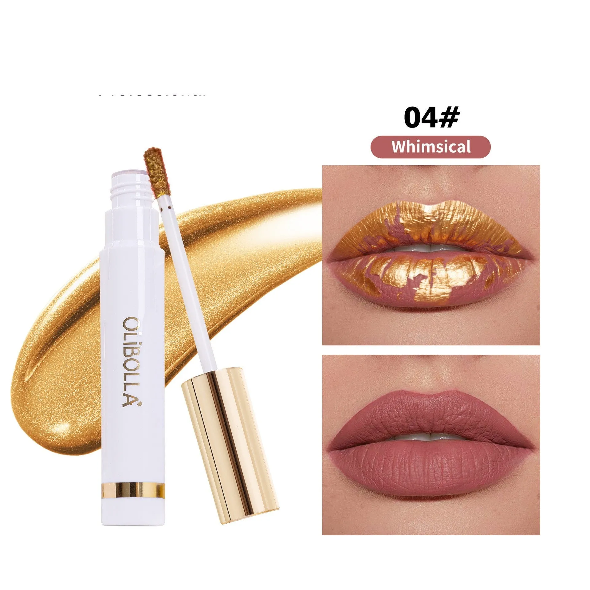 24k gold waterproof lip balm with tear-and-pull applicator in four shades 01Adore 02Lovely 03Hayley 04Whimsical