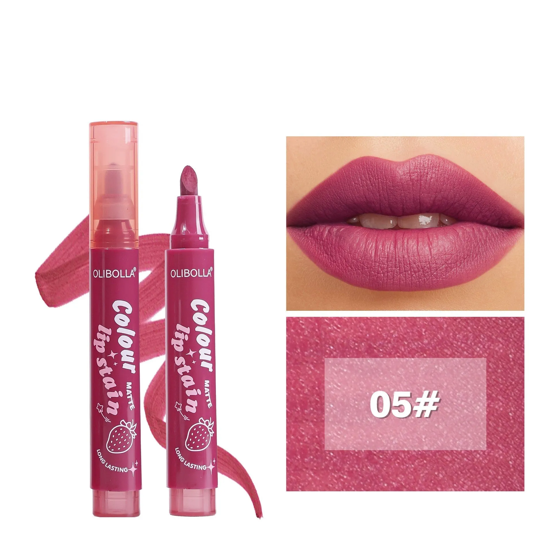 Olibolla matte six-color lip gloss lip liner in six shades, long lasting fade resistant, universal skin type