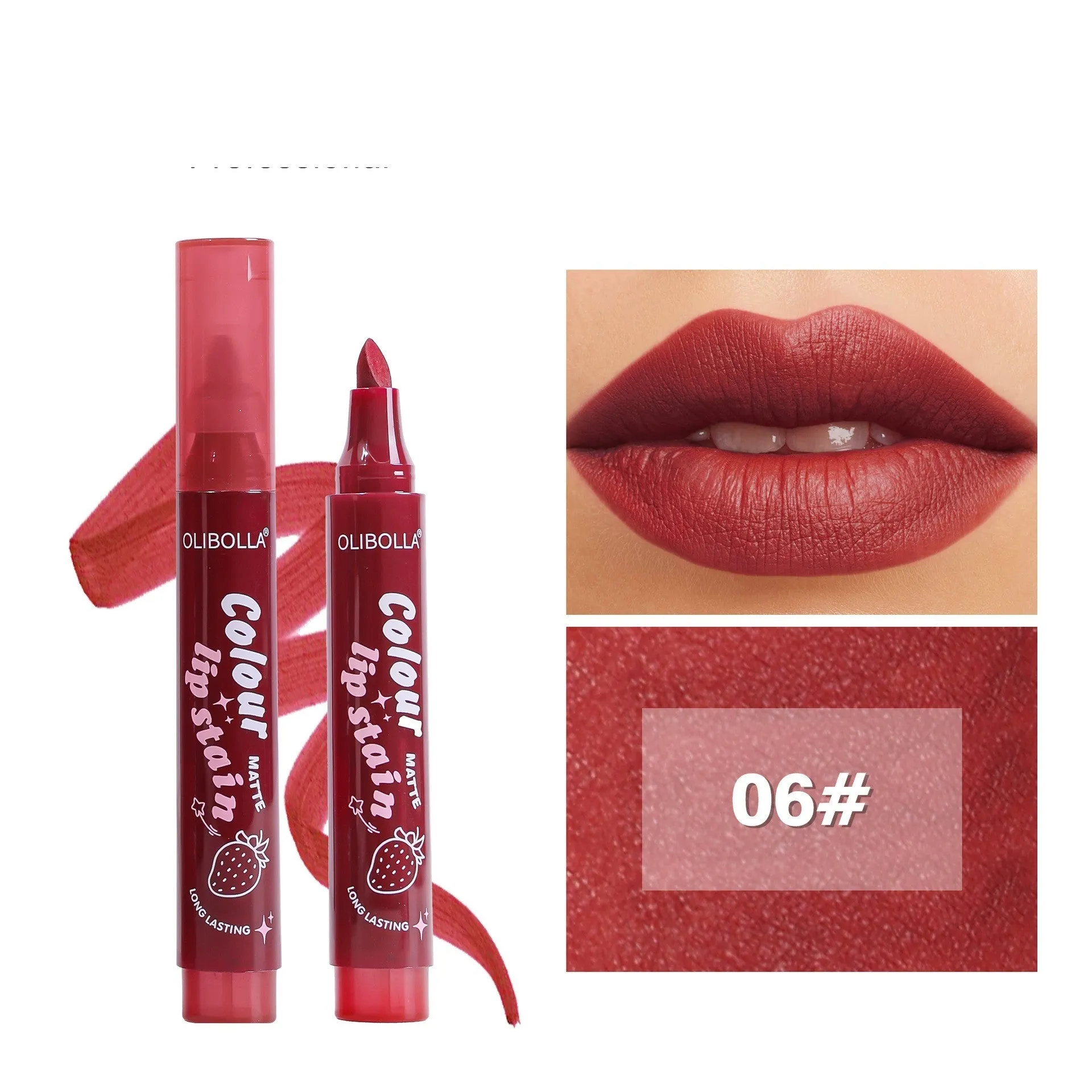 Olibolla matte six-color lip gloss lip liner in six shades, long lasting fade resistant, universal skin type