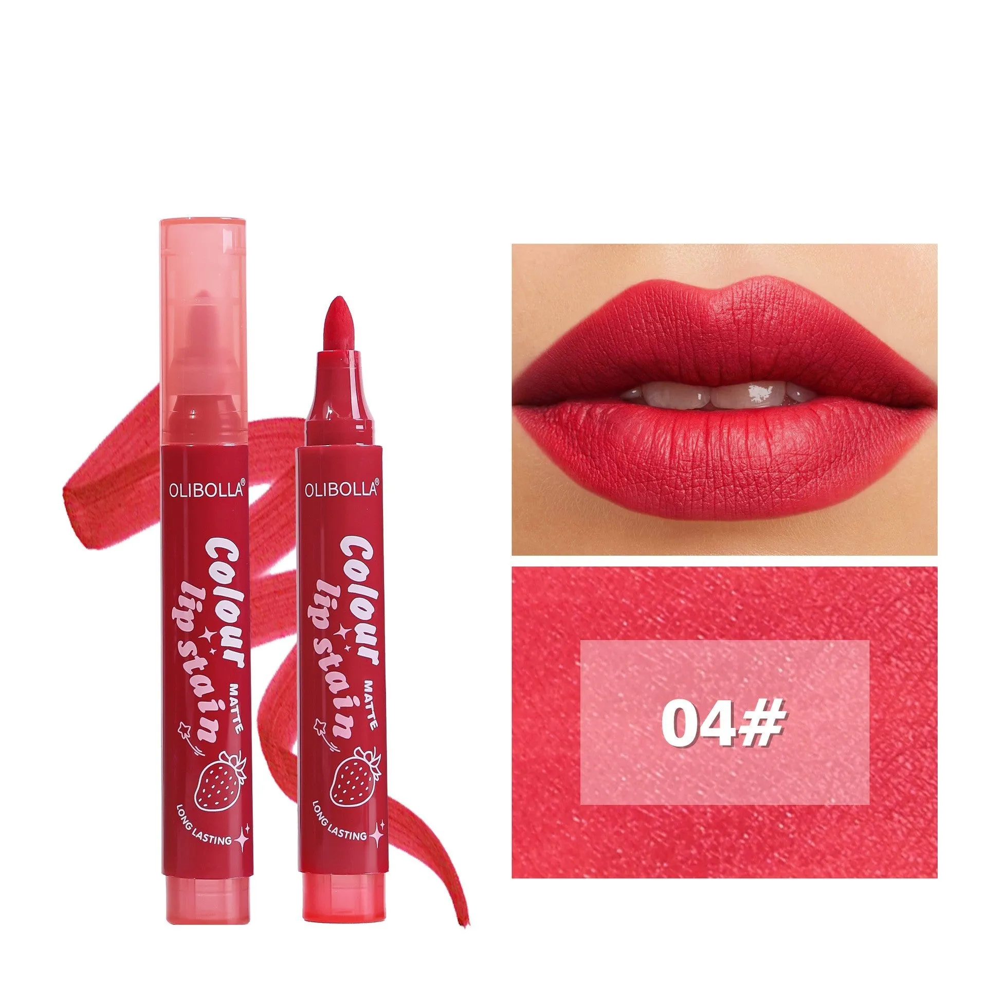 Olibolla matte six-color lip gloss lip liner in six shades, long lasting fade resistant, universal skin type