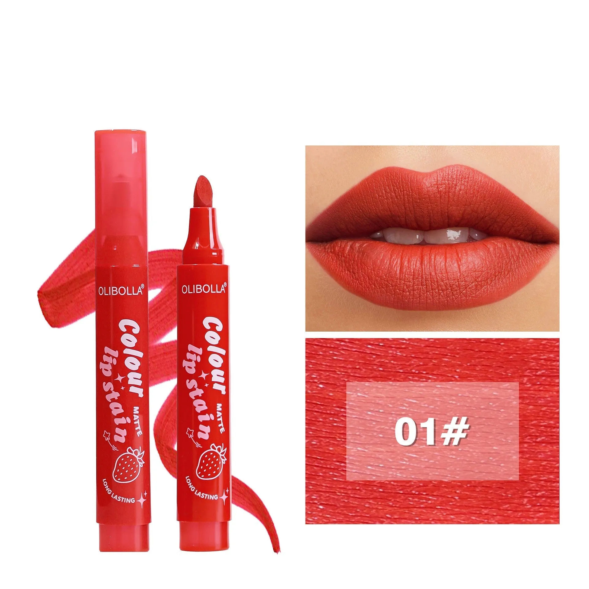 Olibolla matte six-color lip gloss lip liner in six shades, long lasting fade resistant, universal skin type