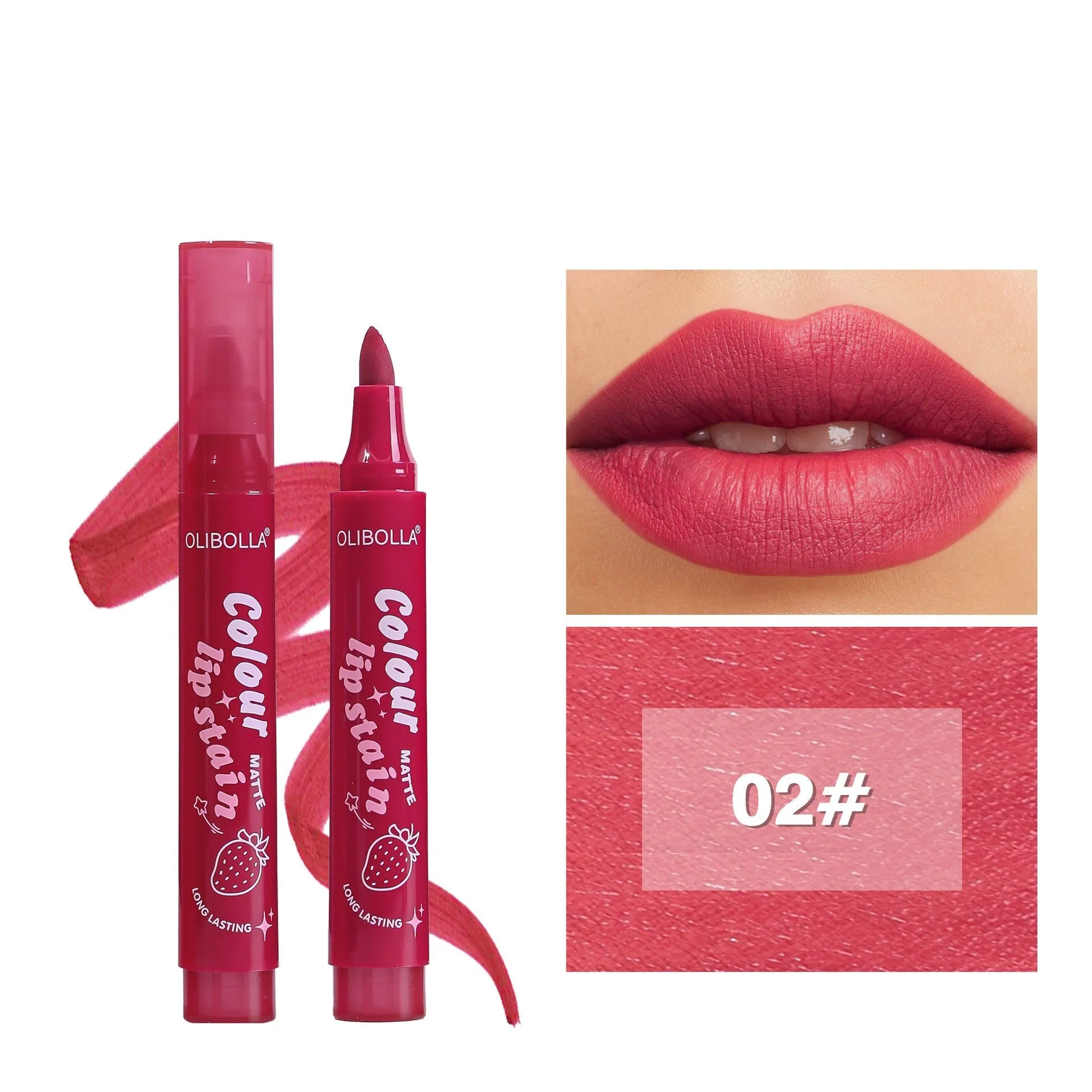 Olibolla matte six-color lip gloss lip liner in six shades, long lasting fade resistant, universal skin type