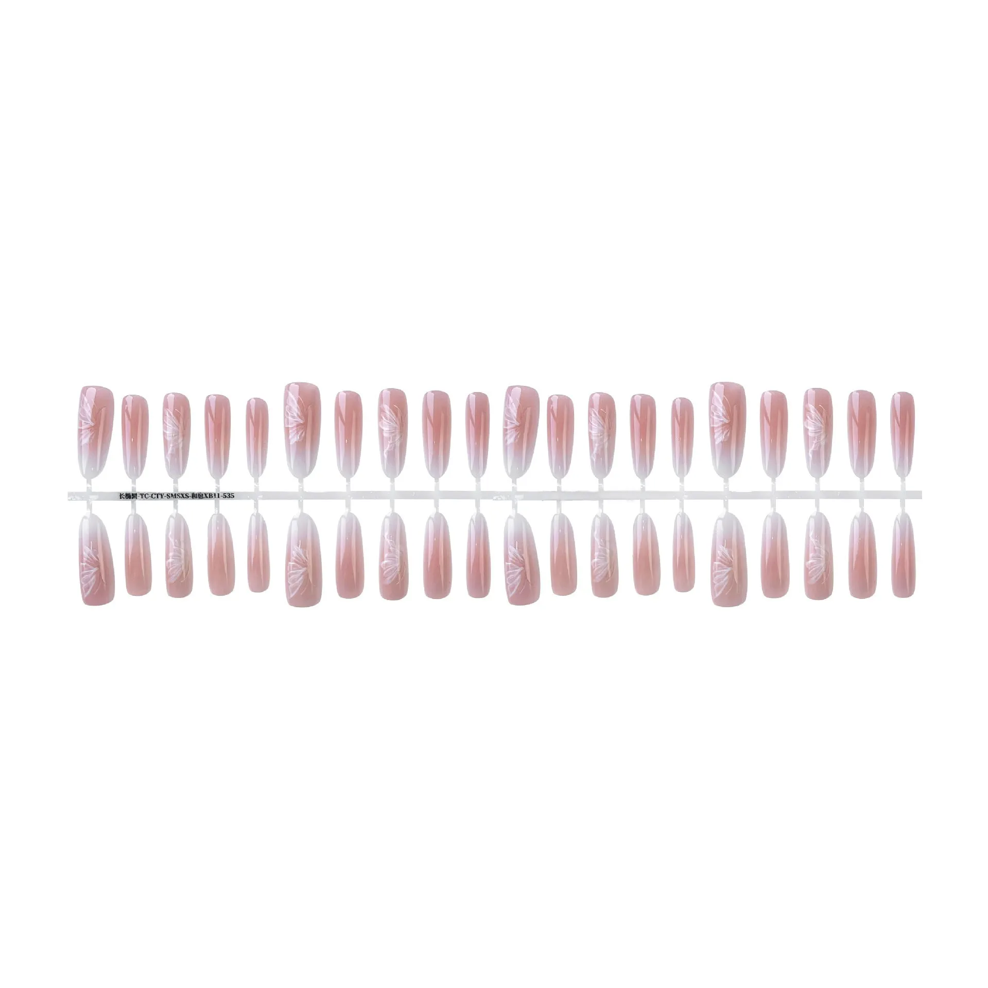 Chinese style butterfly oval almond press-on nails 40pcs matte and glossy finish options on display