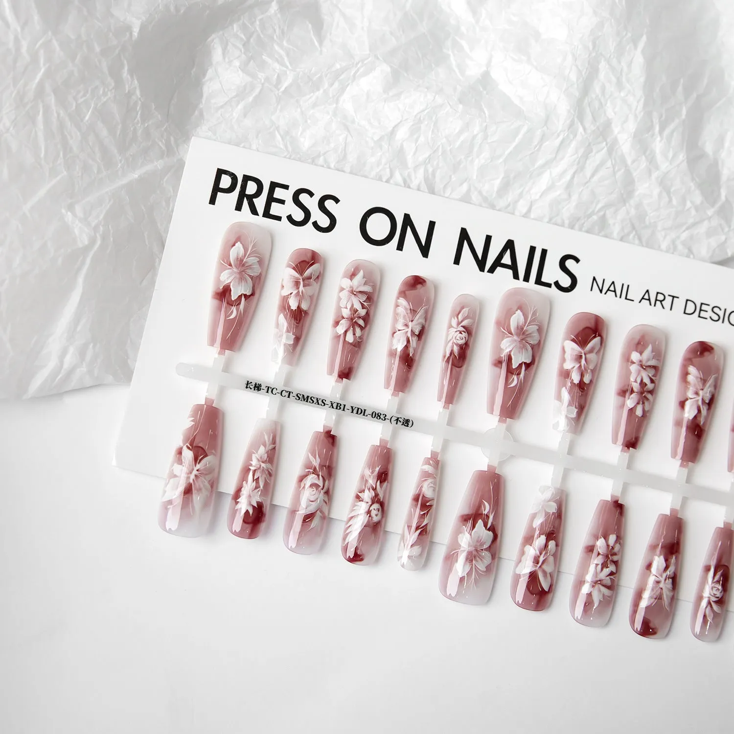 Butterfly and bamboo pattern nail stickers in retro Chinese style with glossy seal layer, 40 pieces per set