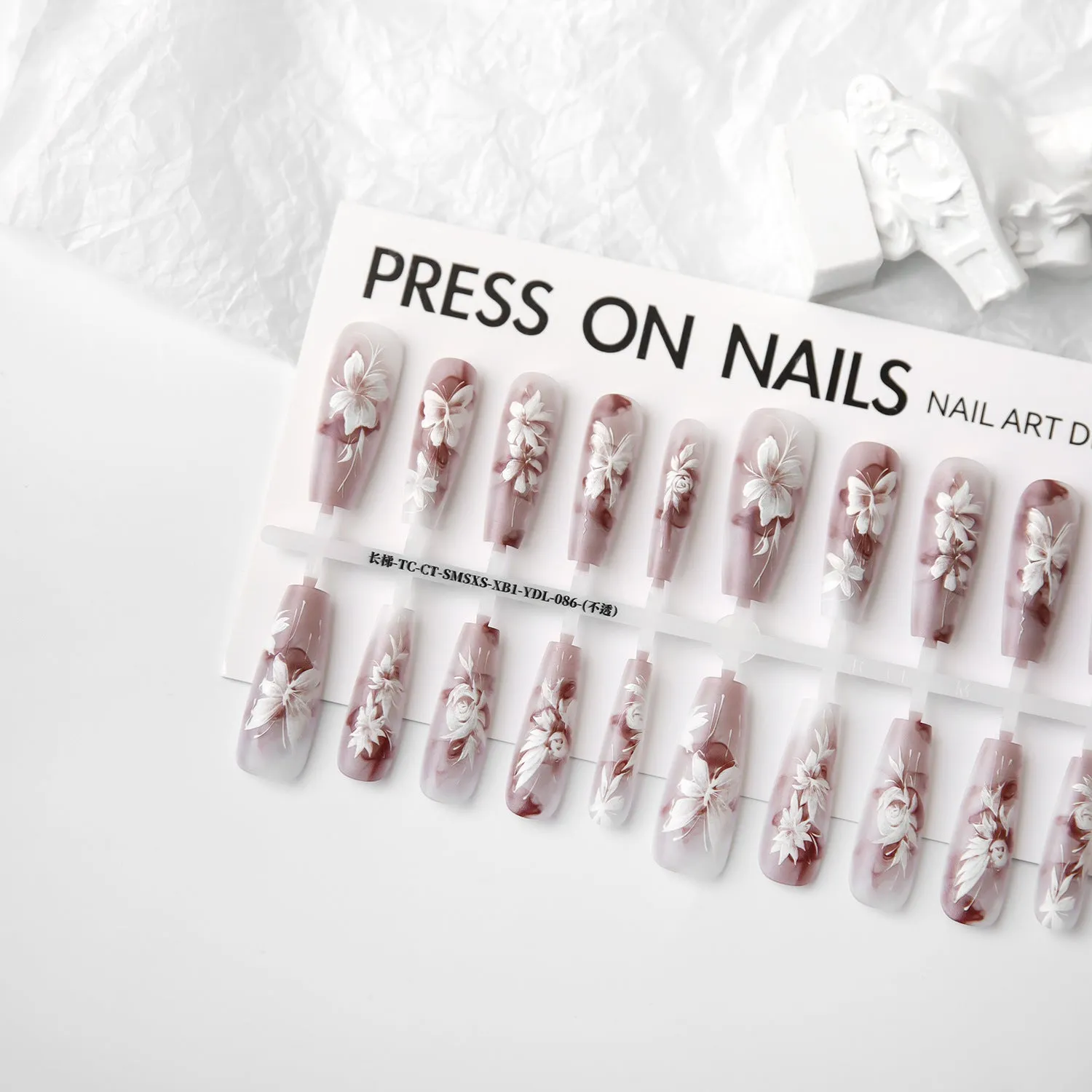 Butterfly and bamboo pattern nail stickers in retro Chinese style with glossy seal layer, 40 pieces per set