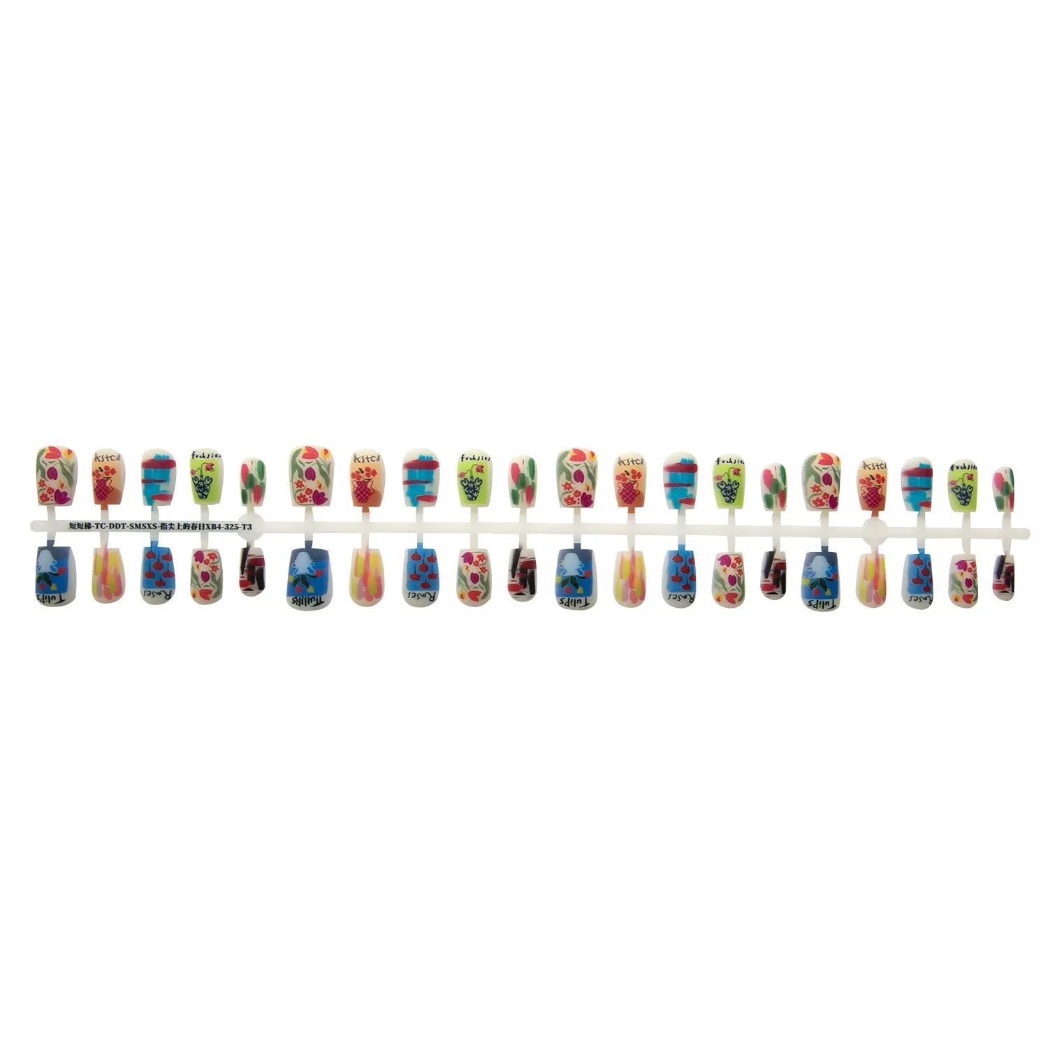 Spring suede frosted seal nail art stickers for ladies, 40 pieces, short ladder shape, ultra-thin seamless sweet Chinese style design