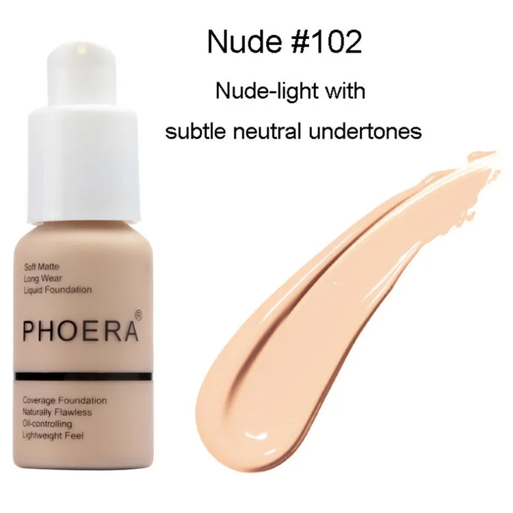 Natural shade liquid foundation cream with oil control and matte concealer finish in compact packaging