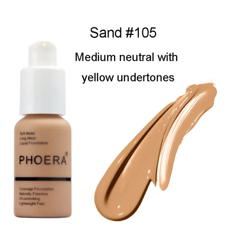 Natural shade liquid foundation cream with oil control and matte concealer finish in compact packaging