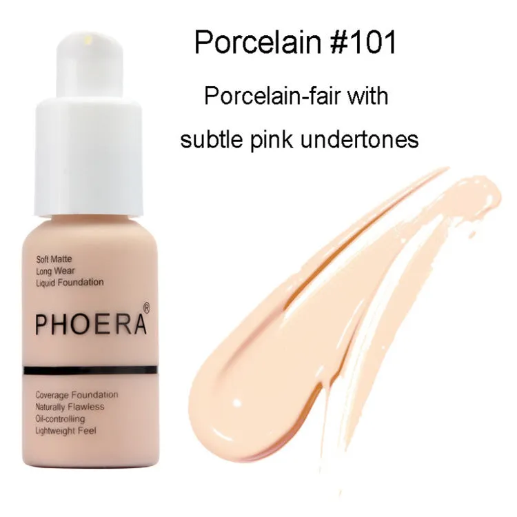 Natural shade liquid foundation cream with oil control and matte concealer finish in compact packaging