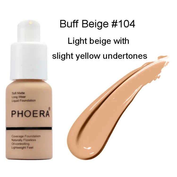 Natural shade liquid foundation cream with oil control and matte concealer finish in compact packaging