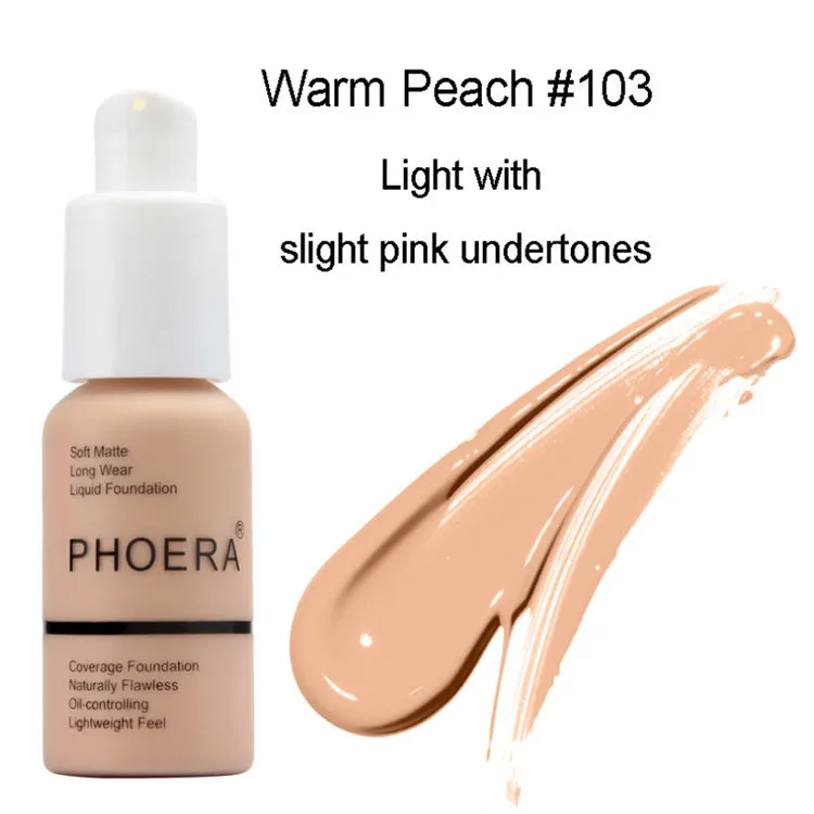 Natural shade liquid foundation cream with oil control and matte concealer finish in compact packaging